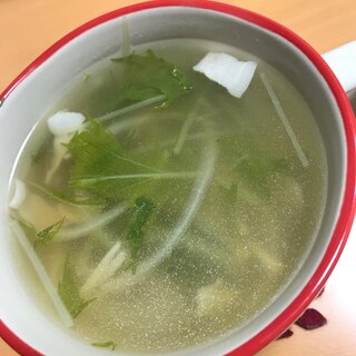 水菜とベーコン入りスープ